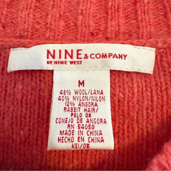 Nine & Company Coral Cable Knit Button Front Cardigan Wool Angora Women’s Medium - Picture 2 of 9